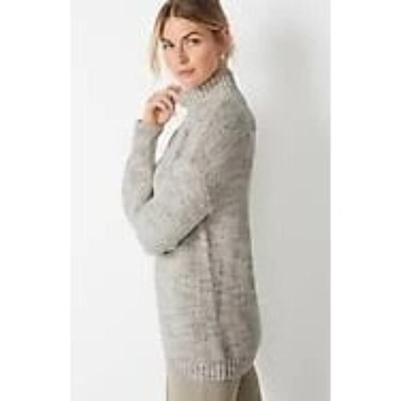 J. Jill Mock Neck Marled Green White Pullover Tunic Sweater Cotton Blend Size Me - Picture 3 of 10